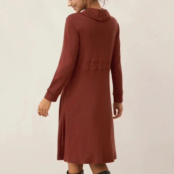 Tencel Wool Draped Neck Stretch Midi Dress KIRA - Picture 7 of 8